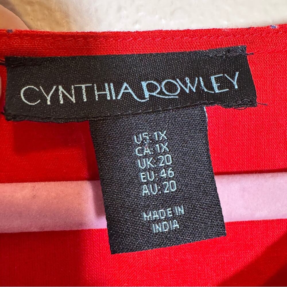 Cynthia Rowley Red Gold Floral Boho Blouse Womens 1X Fall Peasant Flowy Shirt - Picture 10 of 13